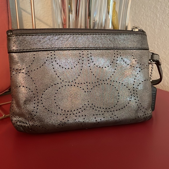 Silver Coach wristlet - Picture 2 of 3